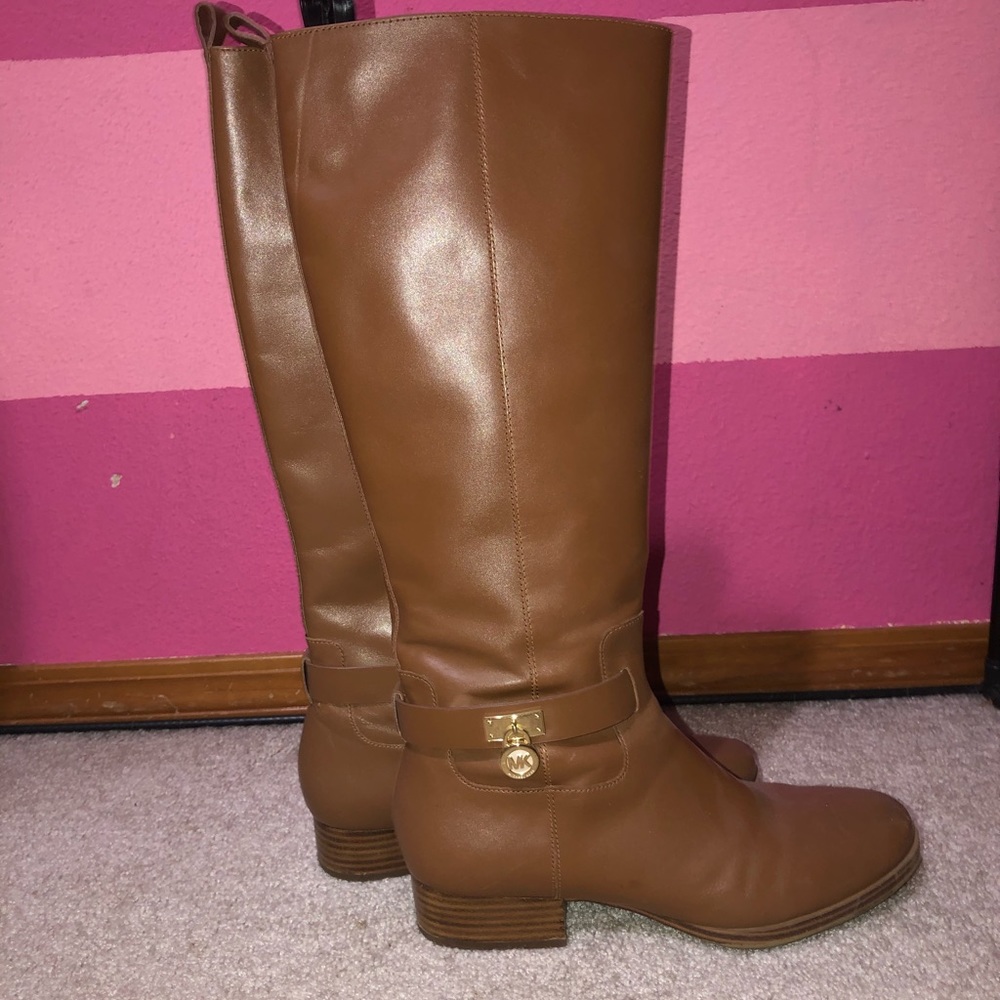 Tan under the knee high boots